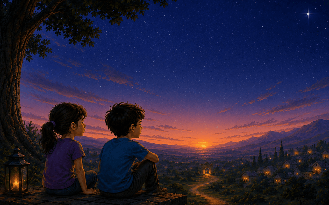Children looking at the stars